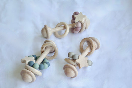 Wooden Baby Teether Rattle